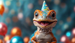 Cute Lizard Birthday Party Wallpaper for Desktop and Mobile