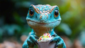 Cute Lizard Wallpaper: Reptile, Cupcake, Animal Wallpaper for Desktop