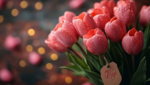 Tulip Wallpaper: Mother's Day Floral Bouquet, Romantic 4K Background