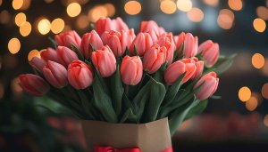 Tulip Wallpaper: Pink Flowers Bouquet for Desktop, Laptop in 4K
