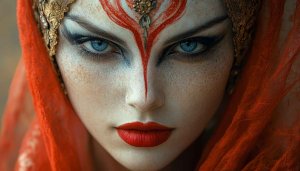 Goddess Wallpaper: Indian Deity Portrait with Red Tilak & Headdress