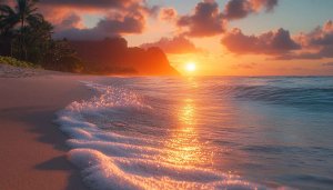 Beach Sunset Wallpaper, Tropical Ocean View Aesthetic Backgrounds