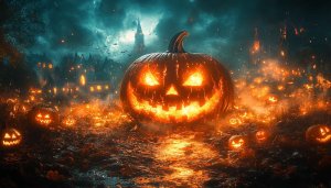 Spooky Halloween Pumpkin Wallpaper 4K, Scary Halloween Background
