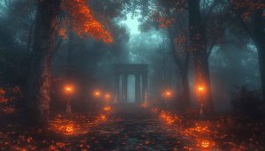 Spooky Halloween Wallpaper for Phone, Scary Forest Desktop Background