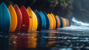 Colorful Surfboard Wallpaper, Ocean Scenery, Beach Vibes, Aesthetic Wallpaper