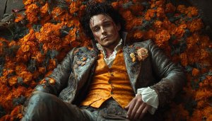 Day of the Dead wallpaper, Halloween wallpaper, man in flowers