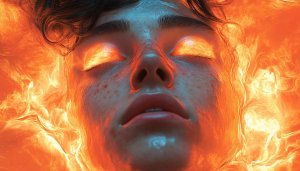 Fire Eyes Woman Wallpaper, Fantasy Art Portrait, Artistic Face Image