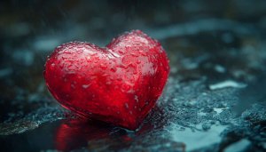 Red Heart Wallpaper, Romantic Love, Rainy Day, 4K Wallpaper