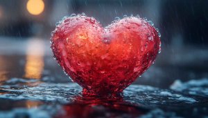 Red Heart Wallpaper: Valentine's Day, Rain, Love, Desktop, 4K