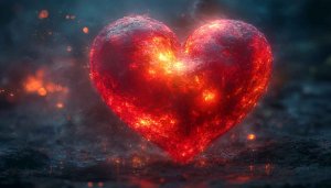 Fiery Heart Wallpaper, Valentines Day Wallpaper, Red Heart, 4K