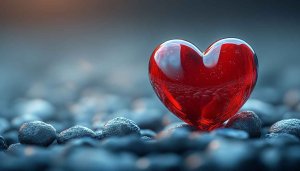Heart Wallpaper: Red Glass Love Heart on Stone Background