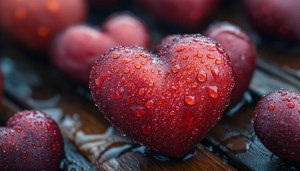 Heart Wallpaper: Red Heart with Water Droplets 4K Wallpaper
