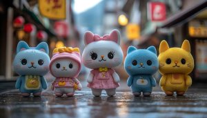 Cute Cat Wallpaper: Kawaii Plushie Cats - Phone & Desktop Backgrounds