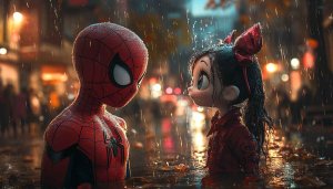 Spiderman Wallpaper: Rainy Cityscape Superhero Aesthetic for Desktop & Mobile