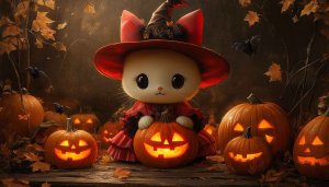 Cute Halloween Cat Wallpaper, Pumpkin 4k Wallpaper, Witch Cat Wallpaper