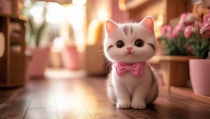 Cute Cat Wallpaper: Kitten with Bowtie for Desktop & Mobile