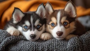 Adorable Husky Puppies Wallpaper for Desktop and Mobile in 4K