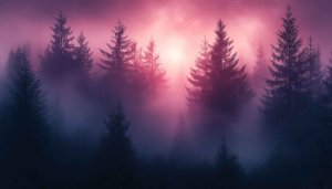 Pink Forest Wallpaper: Misty Woods Scenery for Desktop Backgrounds