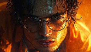 Stylish Man Portrait Wallpaper, Rainy Day Wallpaper, Golden Light Wallpaper