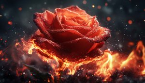 Burning Rose Wallpaper, Fire Flower Image, Aesthetic Rose Background
