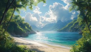 Tropical Beach Wallpaper: Ocean View, Palm Trees, Summer Vibes HD