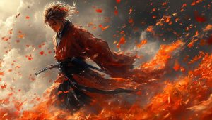 Samurai Wallpaper: Warrior, Fire, Art - High Resolution Background