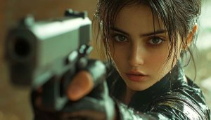 Beautiful Woman with Gun Wallpaper for Desktop, 4k Wallpaper
