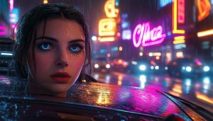 Cyberpunk Girl Wallpaper, Neon City, Rain Wallpaper, 4k Aesthetic Wallpaper