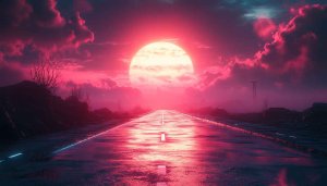 Road Wallpaper: Sunset Aesthetic Background, Pink Cloud Wallpaper, Synthwave Wallpaper