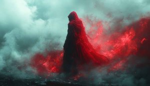 Grim Reaper Wallpaper - Dark Fantasy Hooded Figure in Red