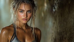 Blonde Model Wallpaper, Portrait, Fashion, Wet Look, 4k Wallpaper