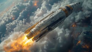 The Mandalorian Razor Crest Spaceship Wallpaper in Clouds, 4k Wallpaper