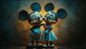 Mickey Mouse and Minnie Mouse Valentine's Day Cartoon Wallpaper