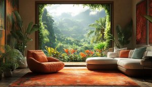 Jungle View Wallpaper: 4K Tropical Nature Living Room Decor