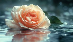 Rose Wallpaper: Peach Rose with Water Drops 4K Floral Wallpaper