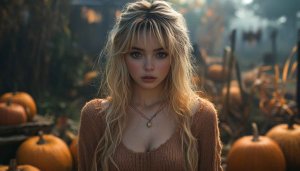 Halloween Girl Wallpaper, Autumn Aesthetic, Blonde Hair, 4k Wallpaper