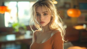 Blonde Hair Girl Wallpaper: Beautiful Woman Portrait for Desktop