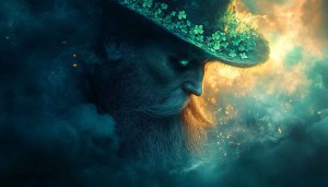 St Patrick's Day Wallpaper: Leprechaun Beard Four Leaf Clover Hat