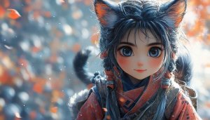 Anime Girl Wallpaper With Wolf Ears for Desktop and Mobile