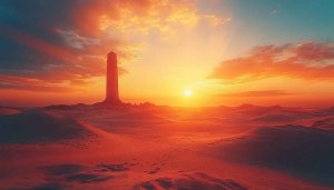 Sunset Desert Landscape Wallpaper, Orange Sky Wallpaper, Nature Wallpaper 4k