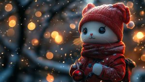 Cute Cat Christmas Wallpaper, Winter Holiday Desktop Background