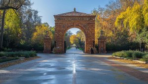 Autumn Gateway Wallpaper: Stanford University 4K Wallpaper for Desktop
