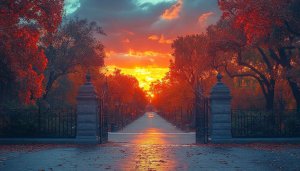 Autumn Sunset Wallpaper: Central Park, Fall Foliage, Nature Landscape