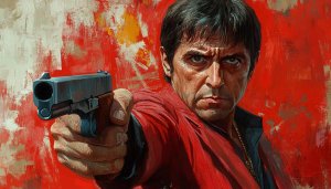 Scarface Movie Wallpaper - Tony Montana Painting Style Art