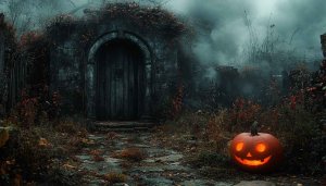 Spooky Halloween Wallpaper, Pumpkin, Dark Background for Desktop and Mobile