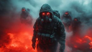 Apocalyptic Wallpaper: Gas Mask, Toxic Environment, Sci-Fi, Dark Aesthetic