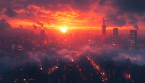 Tokyo Sunset Wallpaper: Japan Cityscape at Dusk Aesthetic Background