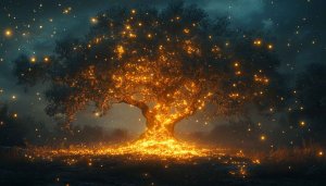 Glowing Tree Wallpaper, Magical Forest Wallpaper, Fantasy Landscape Wallpaper