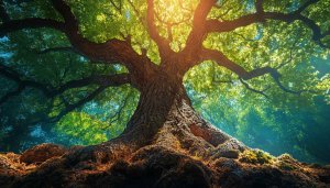 Majestic Tree Wallpaper: Nature, Forest, Sunlight, Scenic, 4K, Landscape