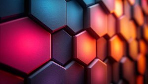 Abstract Hexagon Wallpaper, 3D Geometric Pattern, Background for Desktop